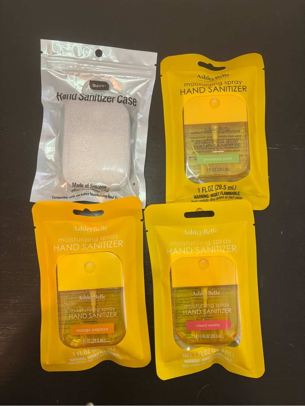 New rare Ashley Belle hand sanitizer spray 4 pack bundle with carry case viral